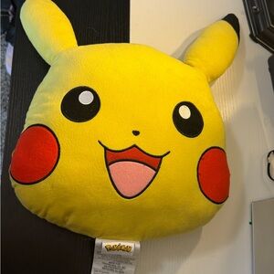 Pokemon Yellow and Red Pikachu Face Plush Pillow